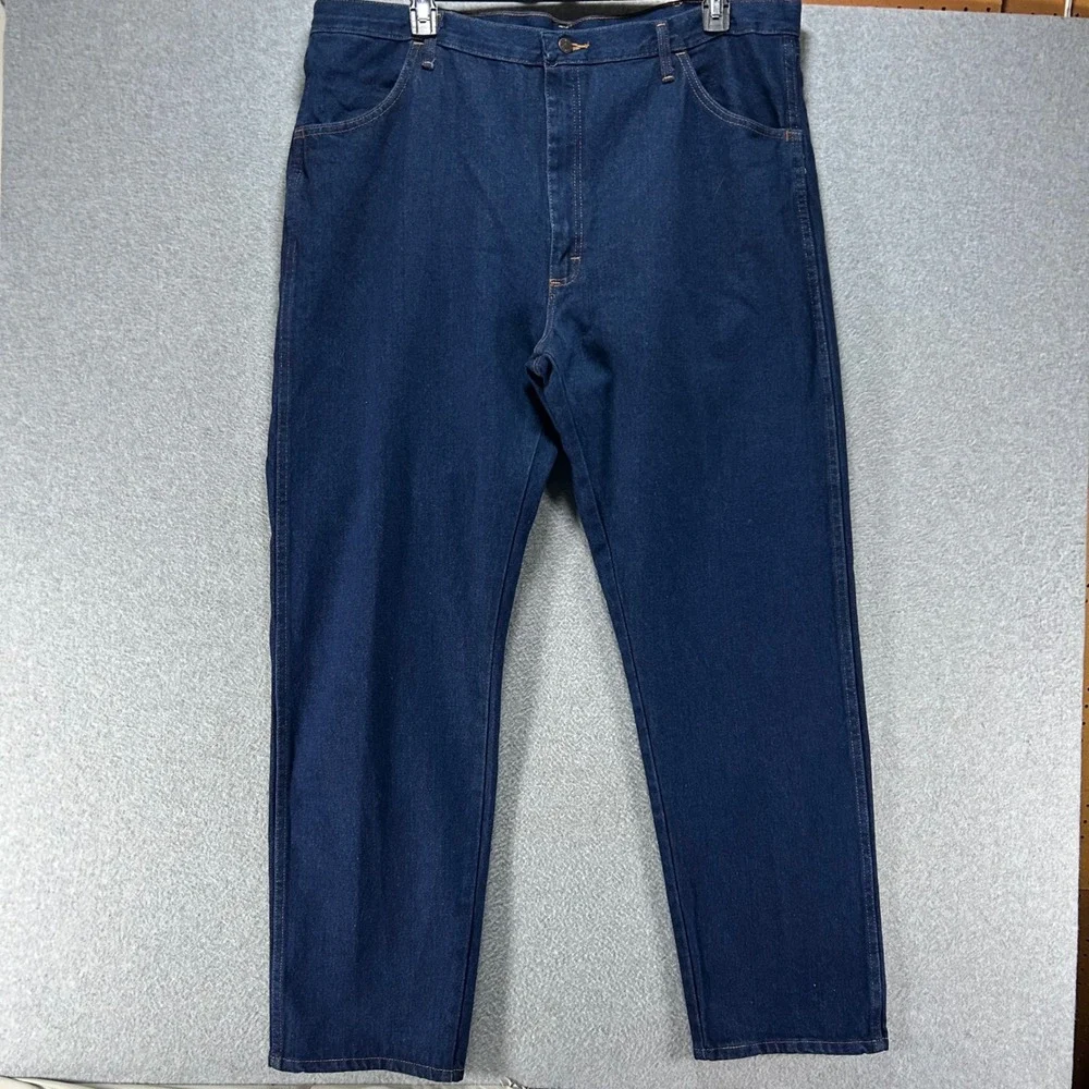 Wrangler Rustler Jeans Regular Fit Mens 42x32 Blue Heavyweight‎ Denim Workwear